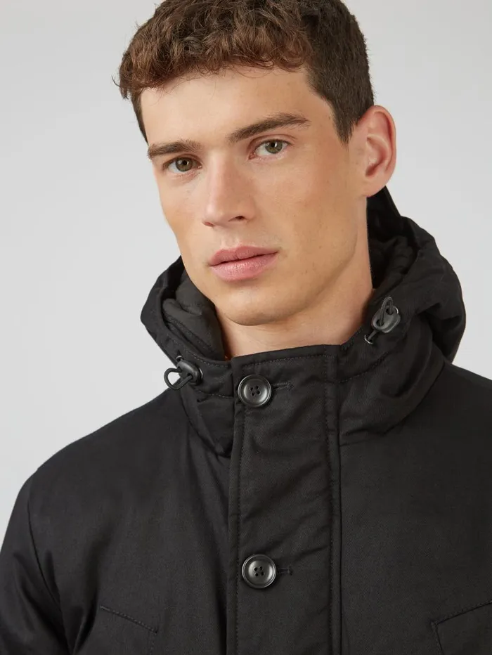 Men Ben Sherman Jackets and Outerwear Water Resistant Smart Parka 8211 Black
