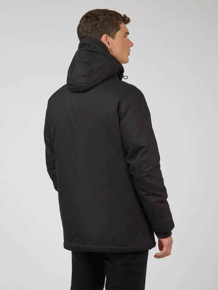 Men Ben Sherman Jackets and Outerwear Water Resistant Smart Parka 8211 Black