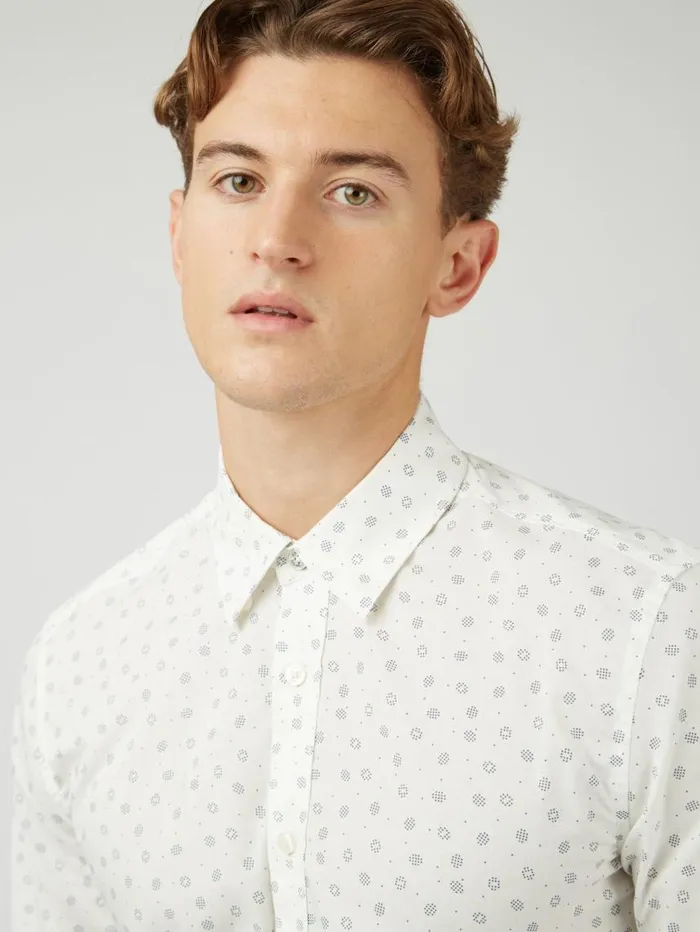 Men Ben Sherman Long Sleeve Shirts Scattered Spot Print LongSleeve Shirt 8211 Ivory Men Ben Sherman Long Sleeve Shirts Scattered Spot Print LongSleeve Shirt 8211 Ivory
