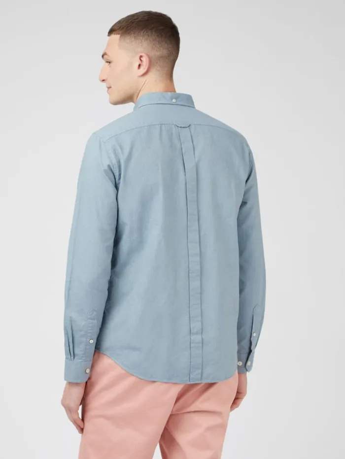 Men Ben Sherman Long Sleeve Shirts Signature Organic Oxford Shirt 8211 Blue Shadow