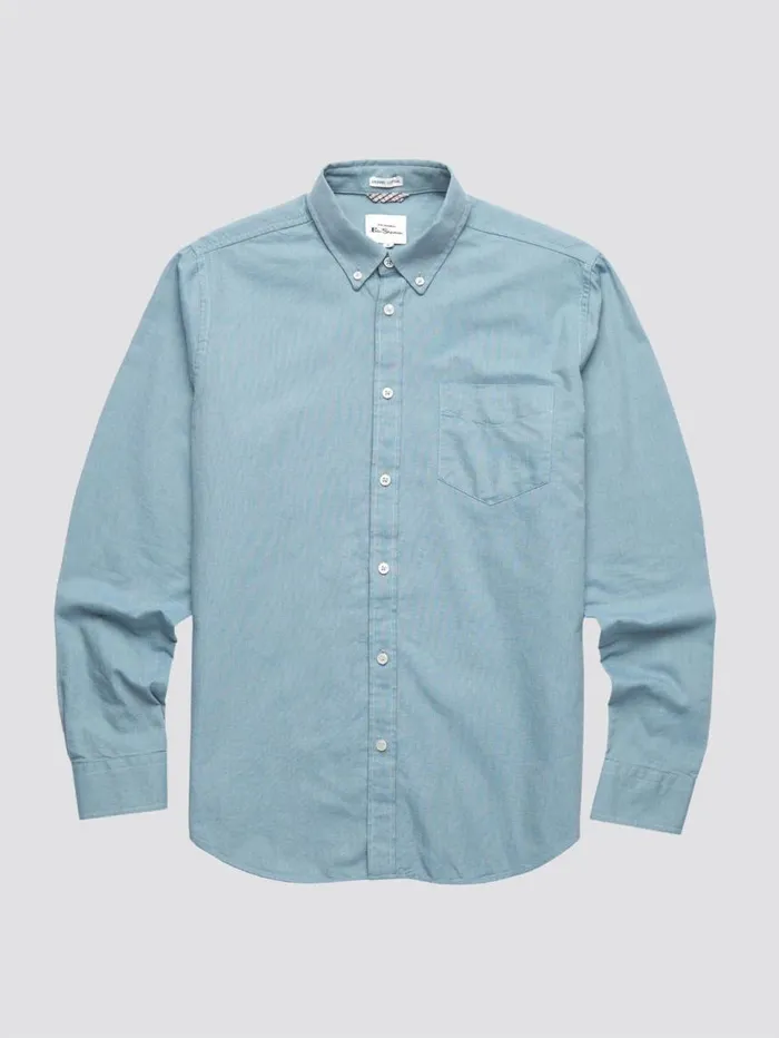 Men Ben Sherman Long Sleeve Shirts Signature Organic Oxford Shirt 8211 Blue Shadow