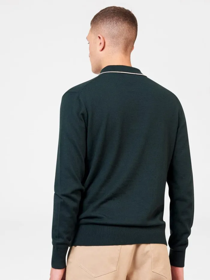 Men Ben Sherman Mod Knit Polos Tipped Merino Knit Polo 8211 Dark Green Men Ben Sherman Mod Knit Polos Tipped Merino Knit Polo 8211 Dark Green
