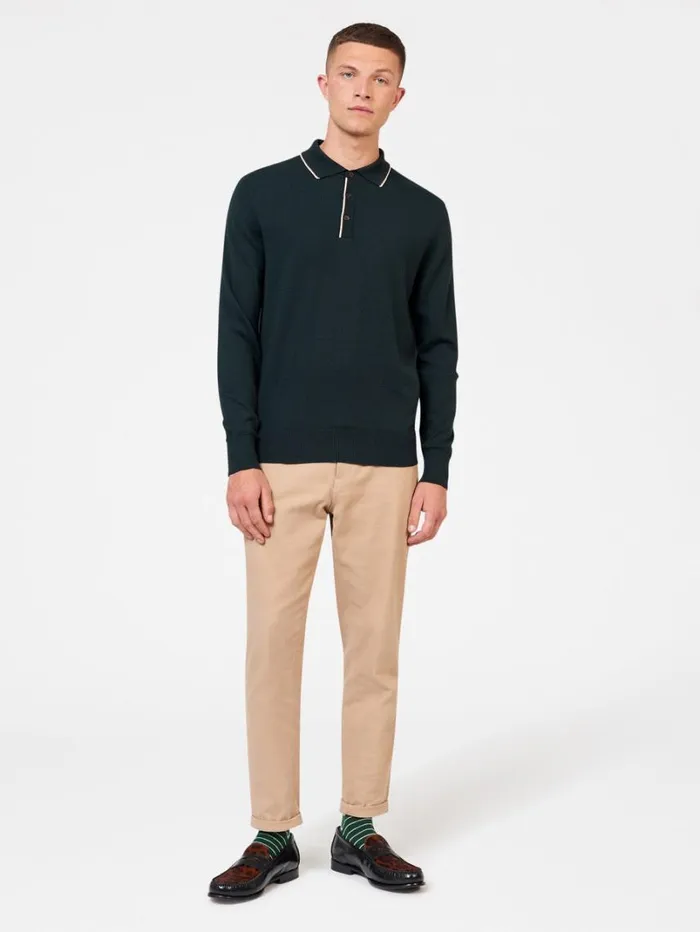 Men Ben Sherman Mod Knit Polos Tipped Merino Knit Polo 8211 Dark Green Men Ben Sherman Mod Knit Polos Tipped Merino Knit Polo 8211 Dark Green