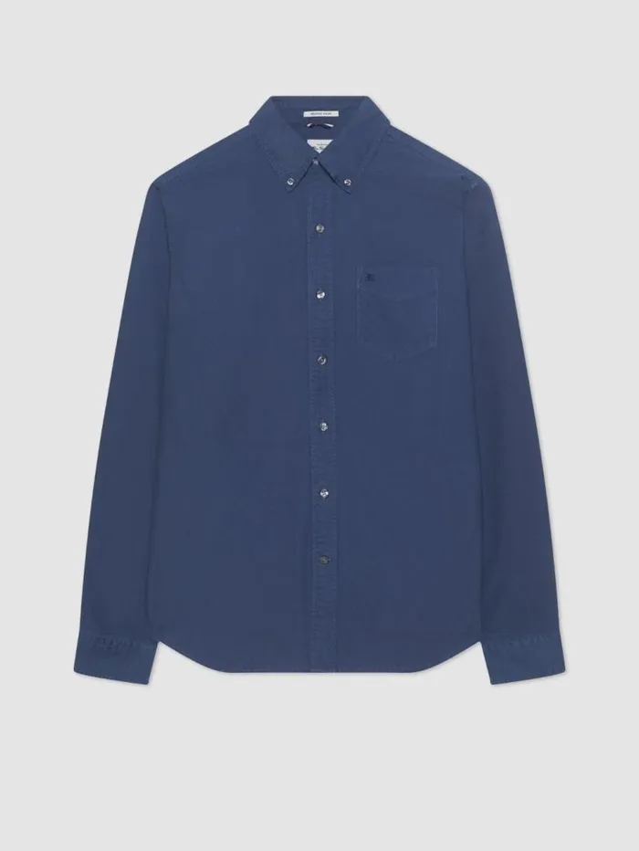 Men Ben Sherman Oxford Shirts Beatnik Oxford Garment Dye Shirt 8211 Indigo