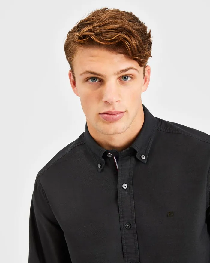 Men Ben Sherman Oxford Shirts Beatnik Oxford Garment Dye Shirt 8211 Washed Black