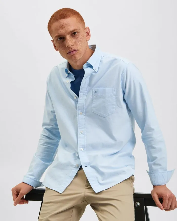 Men Ben Sherman Oxford Shirts Brighton Oxford Organic Shirt 8211 Sky Blue