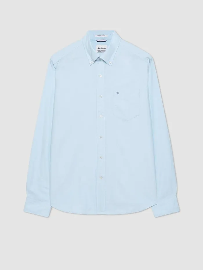 Men Ben Sherman Oxford Shirts Brighton Oxford Organic Shirt 8211 Sky Blue