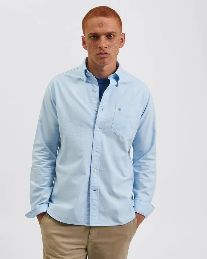 Men Ben Sherman Oxford Shirts Brighton Oxford Organic Shirt 8211 Sky Blue