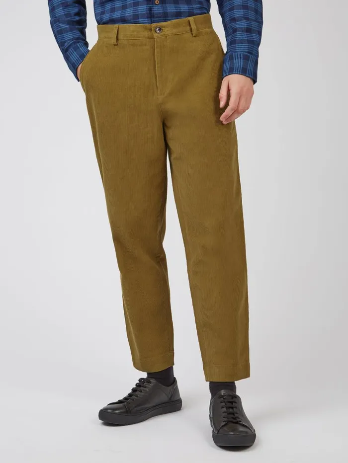 Men Ben Sherman Pants and Chinos Tapered Corduroy Trouser 8211 Bronze