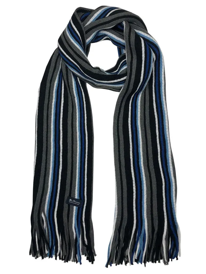 Men Ben Sherman Scarves and Cold Weather Rochelle Knit Scarf 8211 Navy BlazerOdyssey GreyTrue BlueBright White Men Ben Sherman Scarves and Cold Weather Rochelle Knit Scarf 8211 Navy BlazerOdyssey GreyTrue BlueBright White