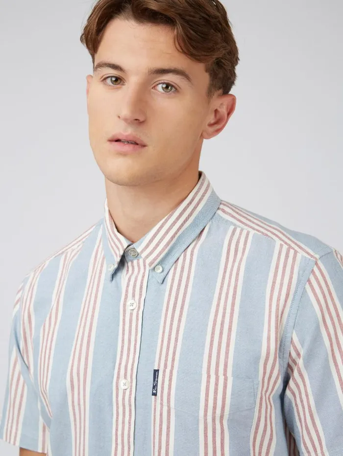 Men Ben Sherman Short Sleeve Shirts Ivy Block Stripe ShortSleeve Shirt
