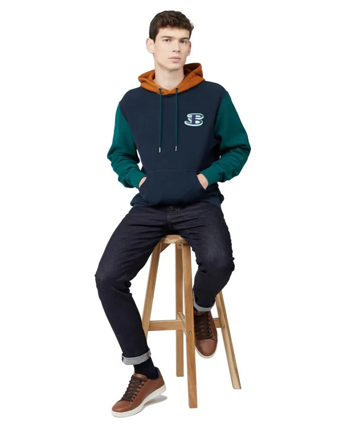 Men Ben Sherman Sweatshirts and Hoodies B By Reverse Loopback Hoodie 8211 Midnight