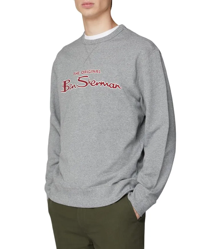 Men Ben Sherman Sweatshirts and Hoodies Crewneck Logo Sweatshirt 8211 Aluminum Men Ben Sherman Sweatshirts and Hoodies Crewneck Logo Sweatshirt 8211 Aluminum