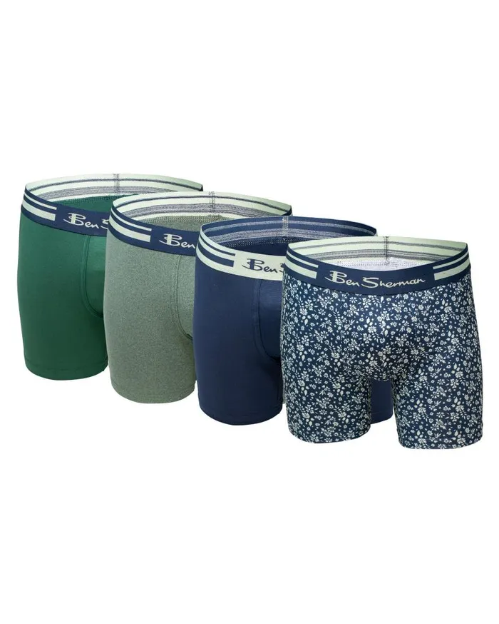 Men Ben Sherman Underwear 4Pack Microfiber Print and Solid NoFly Boxer Briefs 8211 Multi Men Ben Sherman Underwear 4Pack Microfiber Print and Solid NoFly Boxer Briefs 8211 Multi