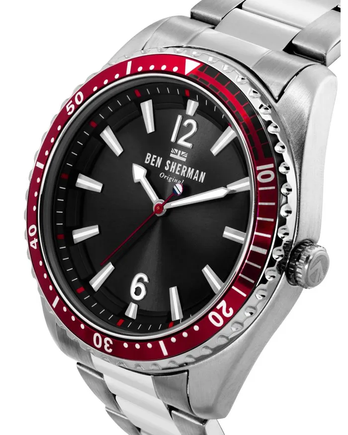 Men Ben Sherman Watches Ronnie Diver Watch 8211 SilverBlackSilver