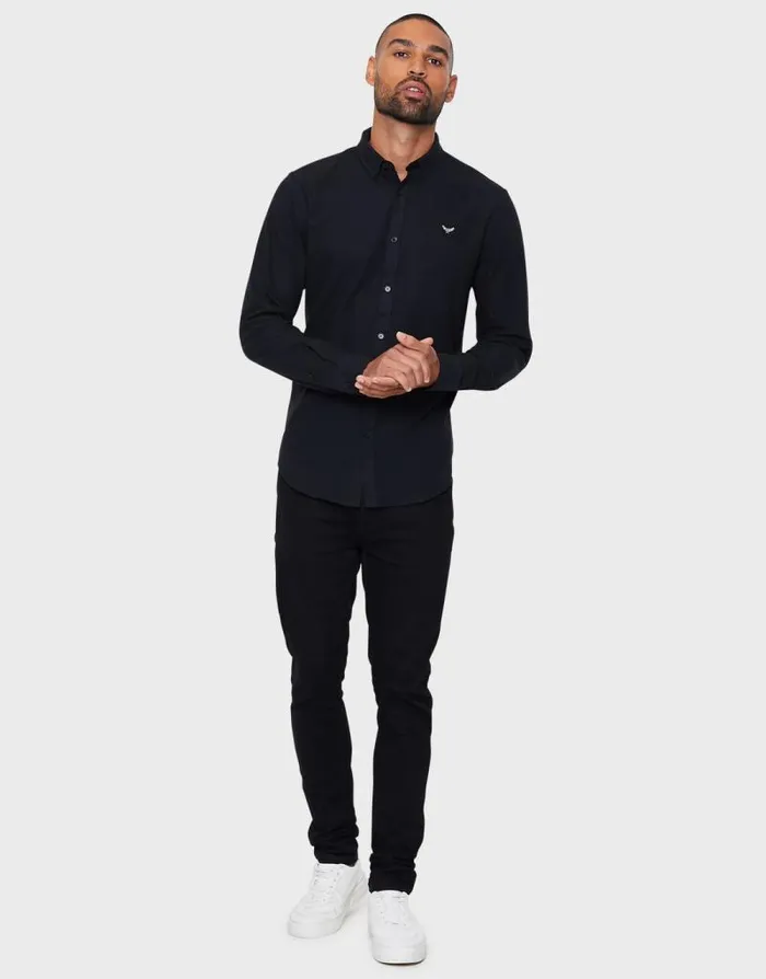 Men Black Cotton Long Sleeve Slim Fit Shirt Threadbare Shirts Men Black Cotton Long Sleeve Slim Fit Shirt Threadbare Shirts