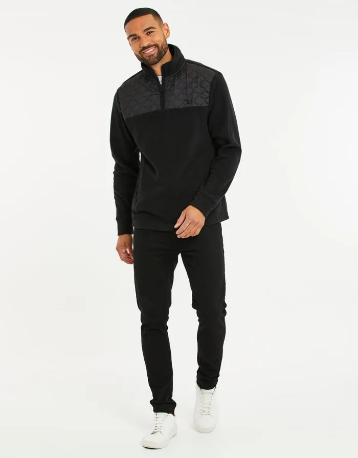 Men Black Onion Quilted Quarter Zip Fleece Threadbare Quarter Zips Men Black Onion Quilted Quarter Zip Fleece Threadbare Quarter Zips