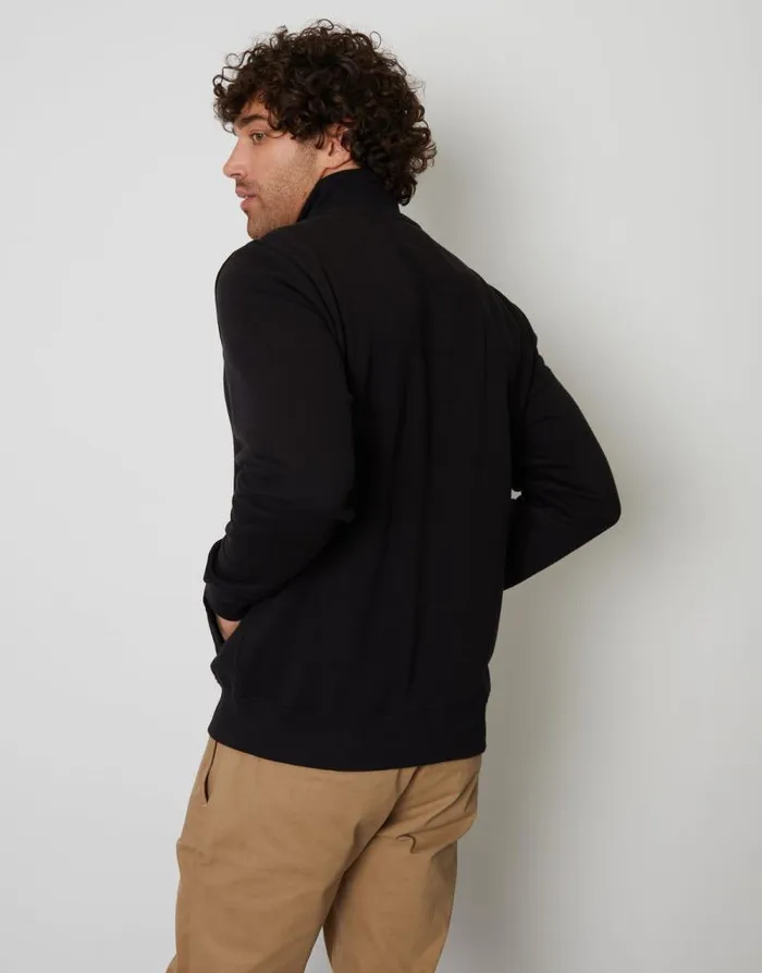 Men Black Quarter Zip Knitted Sweatshirt Threadbare Jumpers Men Black Quarter Zip Knitted Sweatshirt Threadbare Jumpers