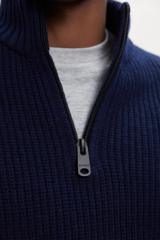 Men Blue Merto Knitted Jumper Ecoalf Knitwear