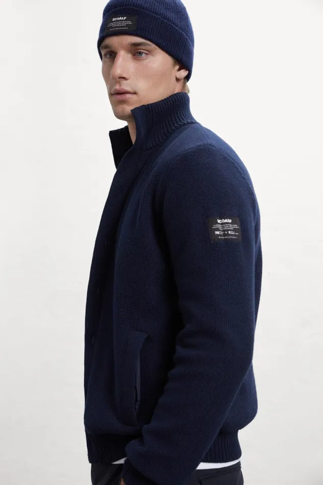 Men Blue Troca Knitted Jumper Ecoalf Knitwear