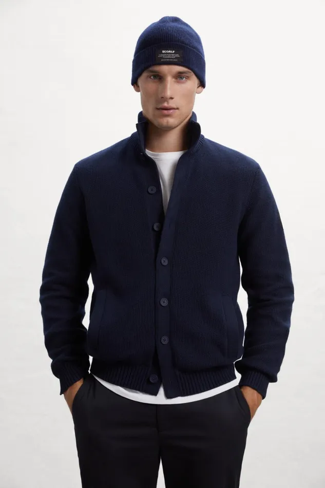 Men Blue Troca Knitted Jumper Ecoalf Knitwear