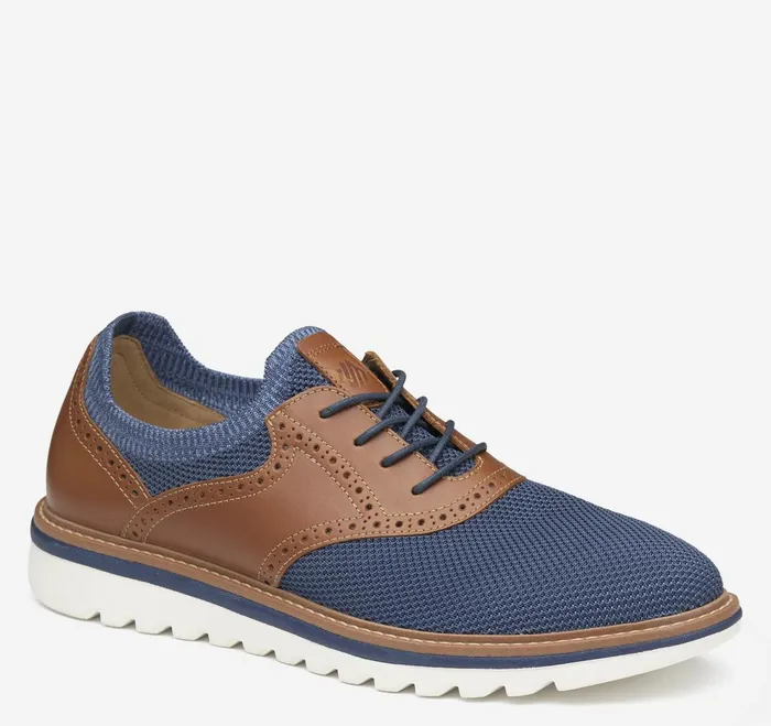Men Braydon Knit Saddle Navy Knittan Full Grain JohnstonandMurphy LaceUps