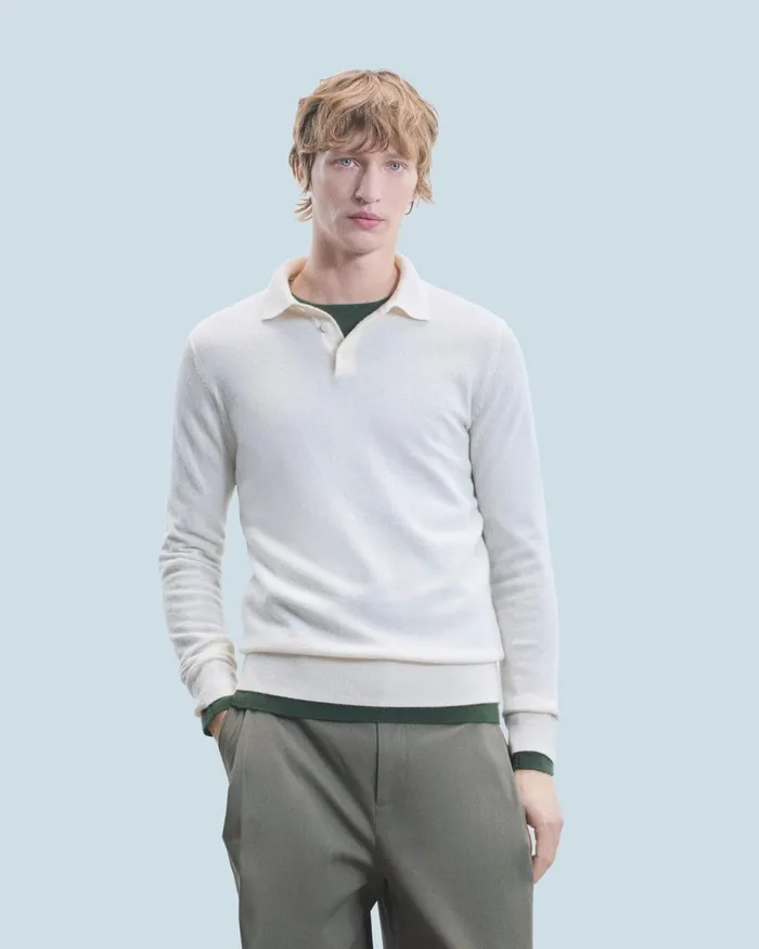 Men Cashmere Sweaters From Future Basic Polo Neck Sweater White