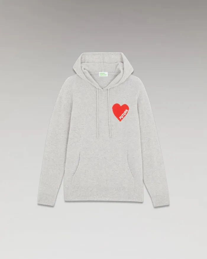 Men Cashmere Sweaters From Future Light Heart Hoodie Sweater Light Heather Gray Men Cashmere Sweaters From Future Light Heart Hoodie Sweater Light Heather Gray