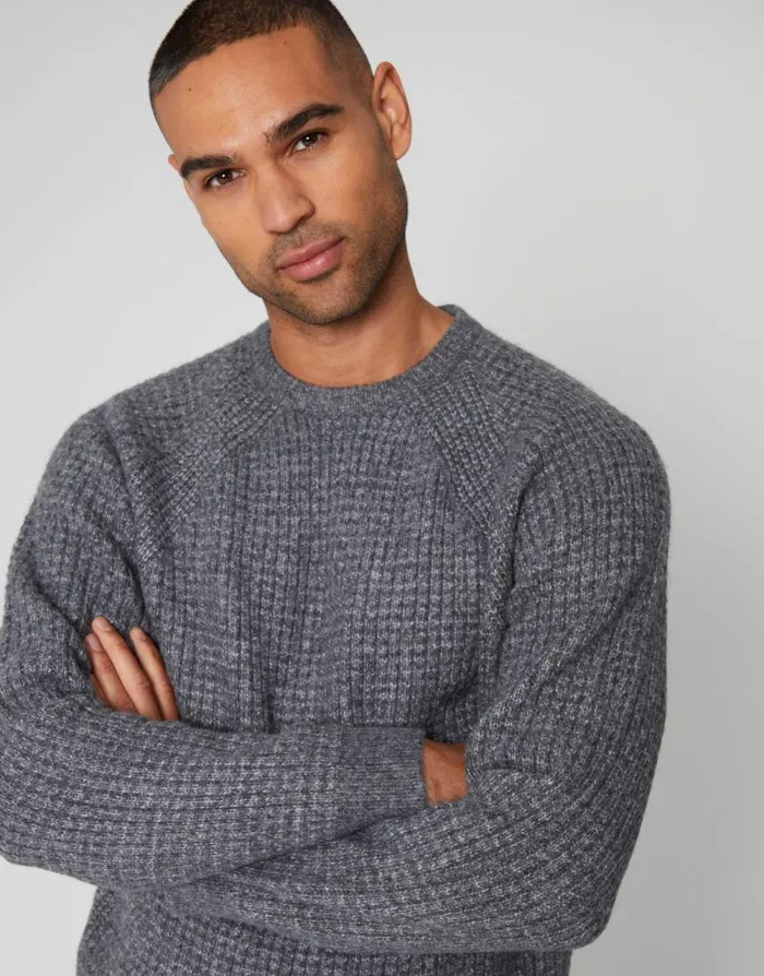 Men Charcoal Marl Raglan Sleeve Crew Neck Jumper Threadbare Jumpers Men Charcoal Marl Raglan Sleeve Crew Neck Jumper Threadbare Jumpers