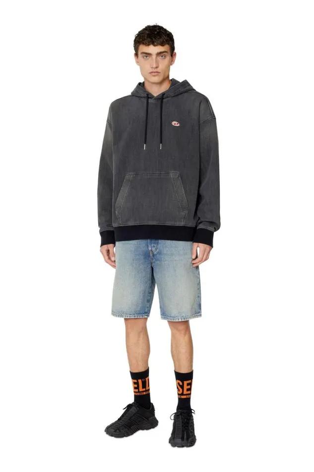 Men DUmRib Track Denim Hoodie Blackdark Grey Diesel Sweaters