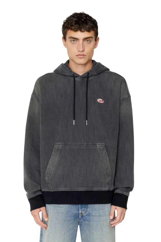 Men DUmRib Track Denim Hoodie Blackdark Grey Diesel Sweaters Men DUmRib Track Denim Hoodie Blackdark Grey Diesel Sweaters