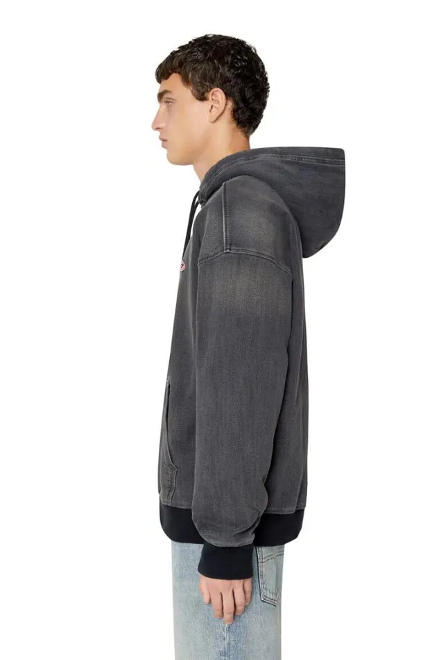 Men DUmRib Track Denim Hoodie Blackdark Grey Diesel Sweaters Men DUmRib Track Denim Hoodie Blackdark Grey Diesel Sweaters