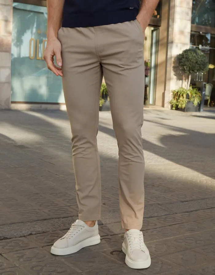 Men Dark Stone Slim Fit Chino Trousers Threadbare Chinos