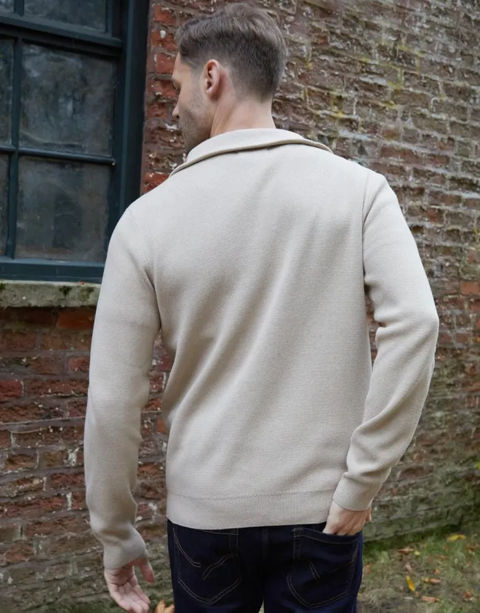Men Ecru Rib Panel Quarter Zip Jumper Threadbare Jumpers Men Ecru Rib Panel Quarter Zip Jumper Threadbare Jumpers