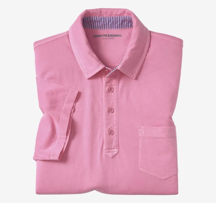 Men Garment Dyed Polo Pink JohnstonandMurphy Polos and Tees