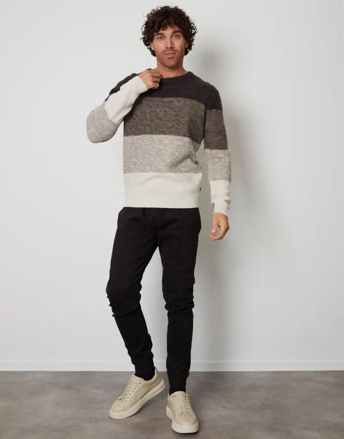 Men Grey Ombr Striped Crew Neck Jumper Threadbare Jumpers Men Grey Ombr Striped Crew Neck Jumper Threadbare Jumpers