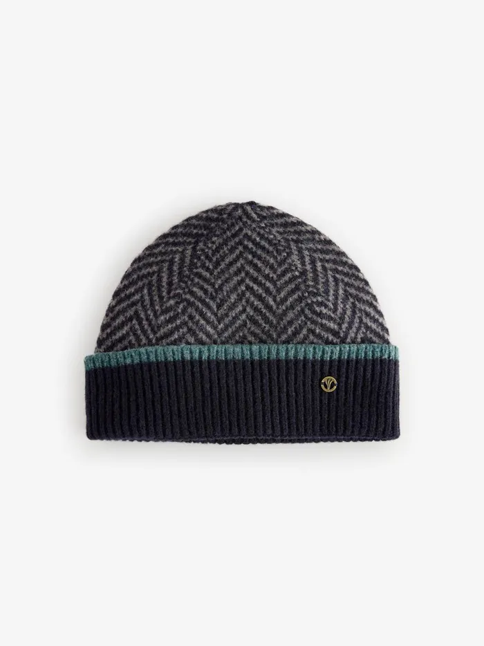 Men Hats Fat Face Blue Lambswool Beanie Hat