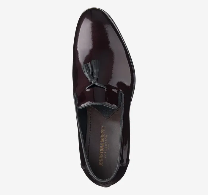 Men Highland Tassel SlipOn Loafer Burgundy Italian Textured Patent JohnstonandMurphy Formal Shoes Men Highland Tassel SlipOn Loafer Burgundy Italian Textured Patent JohnstonandMurphy Formal Shoes