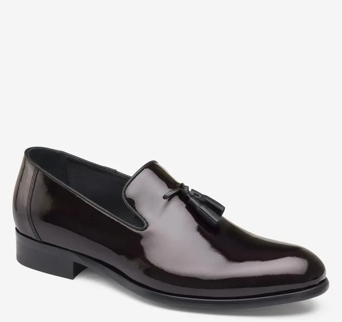Men Highland Tassel SlipOn Loafer Burgundy Italian Textured Patent JohnstonandMurphy Formal Shoes Men Highland Tassel SlipOn Loafer Burgundy Italian Textured Patent JohnstonandMurphy Formal Shoes