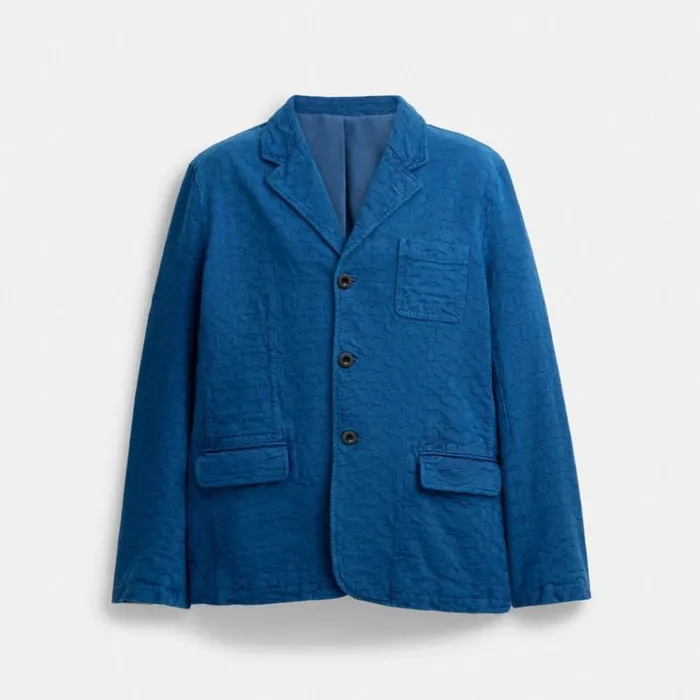 Men Jackets and Outerwear Coach Denim Blazer Royal Blue