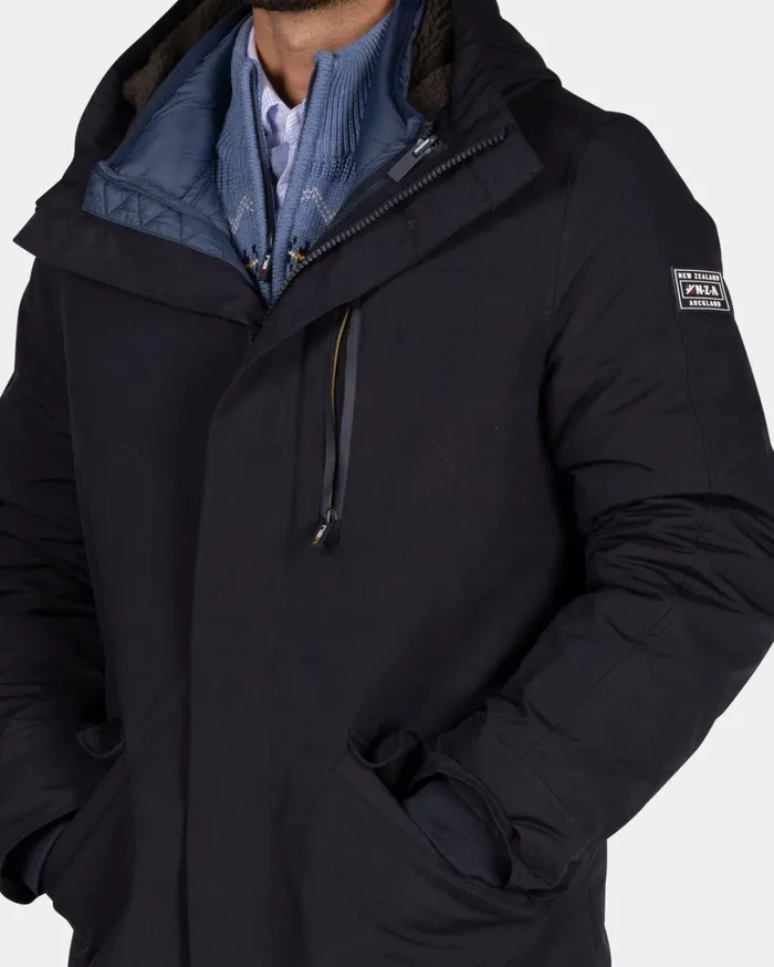 Men Jackets NZA New Zealand Auckland Dark Blue Quilted Parka Jacket 8211 Winter Navy