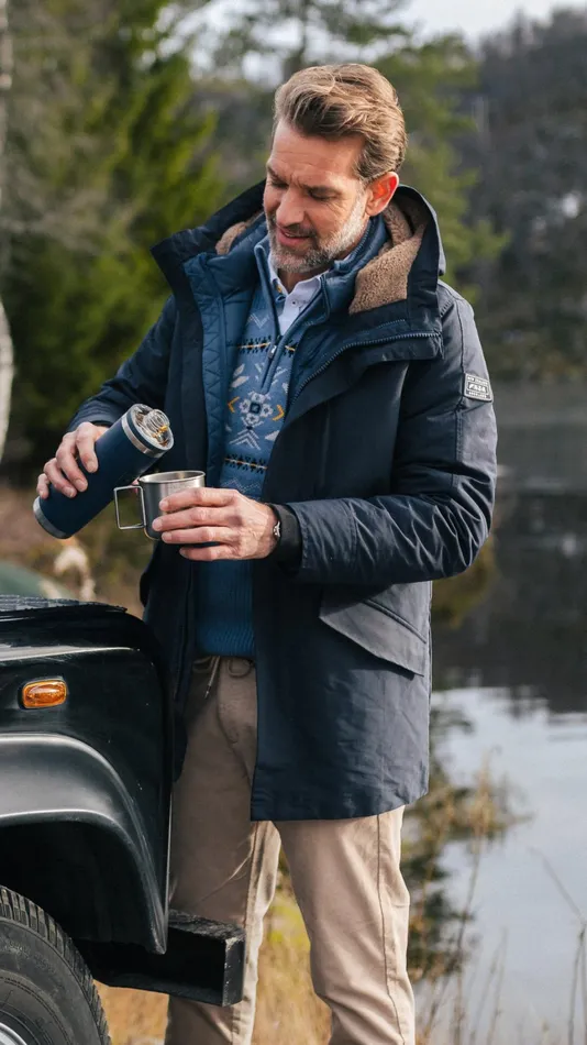 Men Jackets NZA New Zealand Auckland Dark Blue Quilted Parka Jacket 8211 Winter Navy