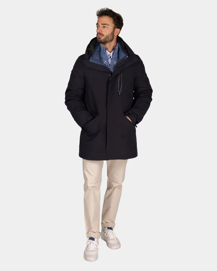 Men Jackets NZA New Zealand Auckland Dark Blue Quilted Parka Jacket 8211 Winter Navy