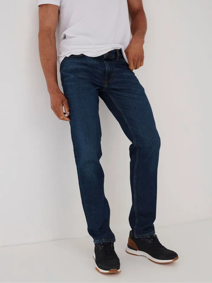 Men Jeans Fat Face Blue Slim Mid Wash Jeans