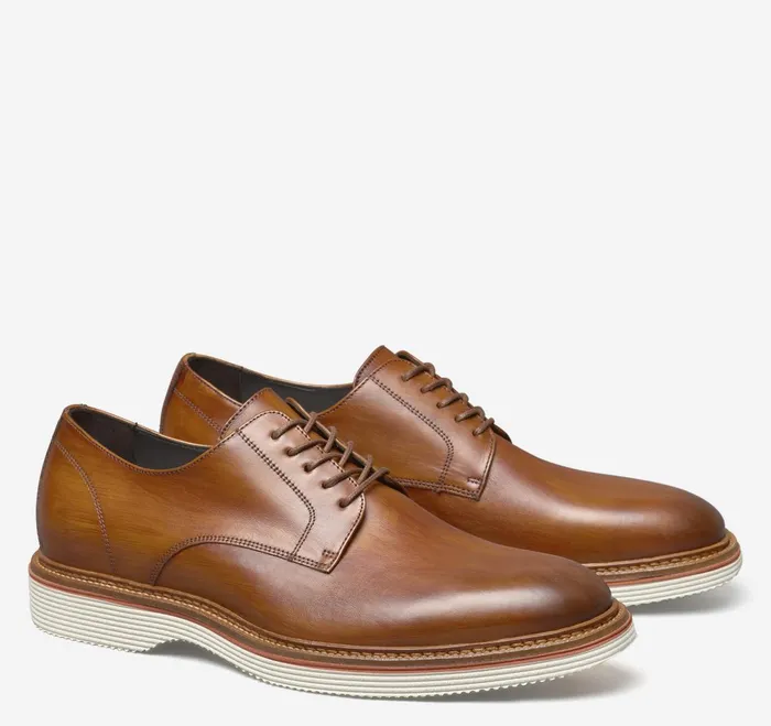 Men Jenson Plain Toe Tan Italian Calfskin JohnstonandMurphy LaceUps