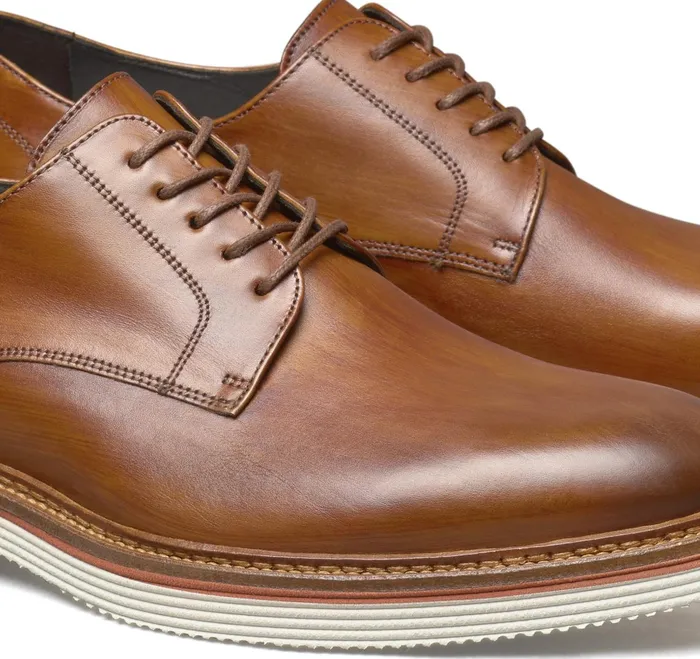 Men Jenson Plain Toe Tan Italian Calfskin JohnstonandMurphy LaceUps Men Jenson Plain Toe Tan Italian Calfskin JohnstonandMurphy LaceUps
