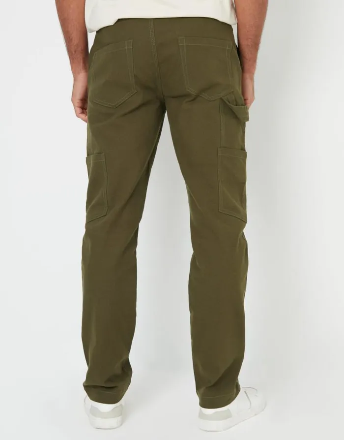 Men Khaki Straight Leg Chino Cargo Trousers Threadbare Cargo Men Khaki Straight Leg Chino Cargo Trousers Threadbare Cargo