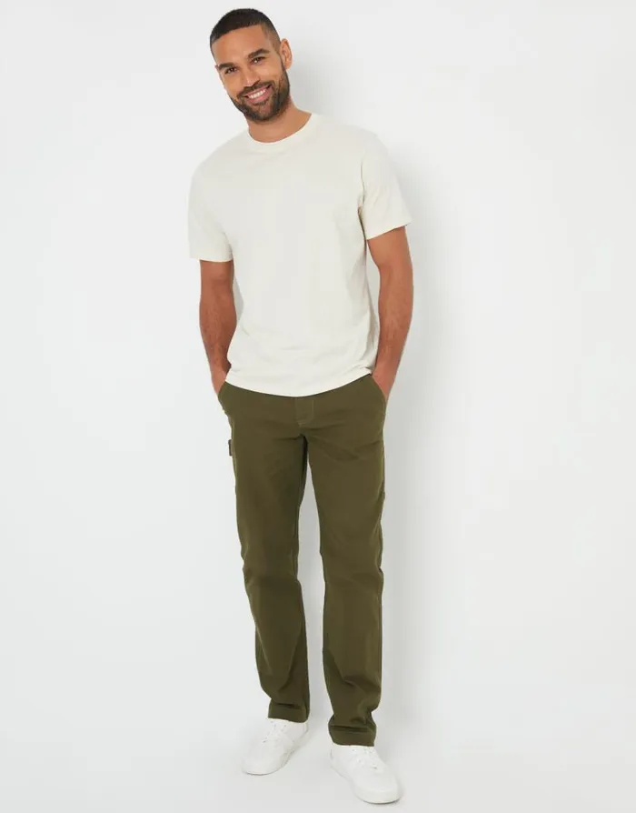 Men Khaki Straight Leg Chino Cargo Trousers Threadbare Cargo Men Khaki Straight Leg Chino Cargo Trousers Threadbare Cargo