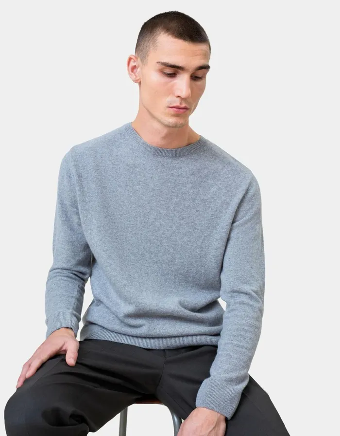 Men Knit Sweaters Colorful Standard Light Merino Wool Crew Deep Black