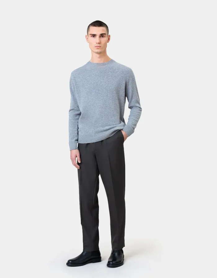Men Knit Sweaters Colorful Standard Light Merino Wool Crew Deep Black